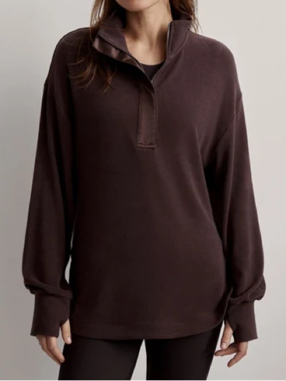 Varley Roeder Half-Zip Midlayer in Brown